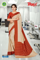 Bansi Uniform Kabali Silk Crepe Solid Saree with Lining Border – Office & Staff Uniform Wholesale-M.R. Saree Emporium