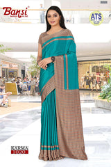 Bansi Uniform Karma Crepe Saree with Border – Office & Staff Uniform Wholesale Collection by M.R. Saree Emporium