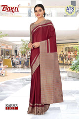 Bansi Uniform Karma Crepe Saree with Border – Office & Staff Uniform Wholesale Collection by M.R. Saree Emporium