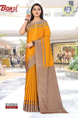 Bansi Uniform Karma Crepe Saree with Border – Office & Staff Uniform Wholesale Collection by M.R. Saree Emporium