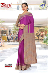 Bansi Uniform Karma Crepe Saree with Border – Office & Staff Uniform Wholesale Collection by M.R. Saree Emporium