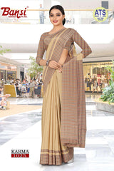 Bansi Uniform Karma Crepe Saree with Border – Office & Staff Uniform Wholesale Collection by M.R. Saree Emporium