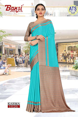 Bansi Uniform Karma Crepe Saree with Border – Office & Staff Uniform Wholesale Collection by M.R. Saree Emporium