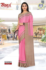 Bansi Uniform Karma Crepe Saree with Border – Office & Staff Uniform Wholesale Collection by M.R. Saree Emporium