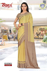 Bansi Uniform Karma Crepe Saree with Border – Office & Staff Uniform Wholesale Collection by M.R. Saree Emporium