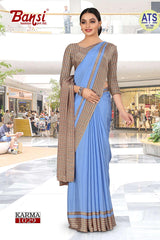 Bansi Uniform Karma Crepe Saree with Border – Office & Staff Uniform Wholesale Collection by M.R. Saree Emporium