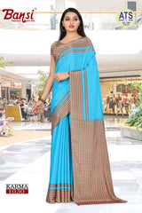 Bansi Uniform Karma Crepe Saree with Border – Office & Staff Uniform Wholesale Collection by M.R. Saree Emporium