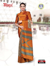Bansi Uniform Naksha Turkey Fancy Print Saree with Border – Office & Staff Uniform Wholesale-M.R. Saree Emporium