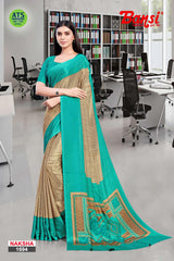 Bansi Uniform Naksha Turkey Fancy Print Saree with Border – Office & Staff Uniform Wholesale-M.R. Saree Emporium