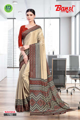 Bansi Uniform Naksha Turkey Fancy Print Saree with Border – Office & Staff Uniform Wholesale-M.R. Saree Emporium