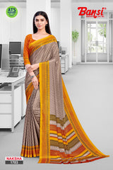 Bansi Uniform Naksha Turkey Fancy Print Saree with Border – Office & Staff Uniform Wholesale-M.R. Saree Emporium