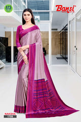 Bansi Uniform Naksha Turkey Fancy Print Saree with Border – Office & Staff Uniform Wholesale-M.R. Saree Emporium