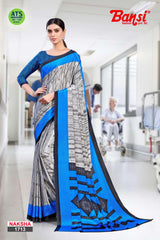 Bansi Uniform Naksha Turkey Fancy Print Saree with Border – Office & Staff Uniform Wholesale-M.R. Saree Emporium