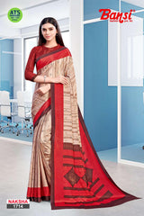 Bansi Uniform Naksha Turkey Fancy Print Saree with Border – Office & Staff Uniform Wholesale-M.R. Saree Emporium