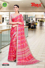 Bansi Uniform Naksha Turkey Fancy Print Saree with Border – Office & Staff Uniform Wholesale-M.R. Saree Emporium