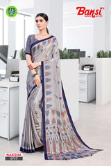 Bansi Uniform Naksha Turkey Fancy Print Saree with Border – Office & Staff Uniform Wholesale-M.R. Saree Emporium