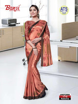 Bansi Uniform Naksha Turkey Fancy Print Saree with Border – Office & Staff Uniform Wholesale-M.R. Saree Emporium