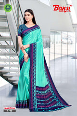 Bansi Uniform Naksha Turkey Fancy Print Saree with Border – Office & Staff Uniform Wholesale-M.R. Saree Emporium