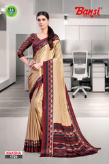 Bansi Uniform Naksha Turkey Fancy Print Saree with Border – Office & Staff Uniform Wholesale-M.R. Saree Emporium