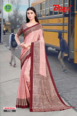 Bansi Uniform Naksha Turkey Fancy Print Saree with Border – Office & Staff Uniform Wholesale-M.R. Saree Emporium