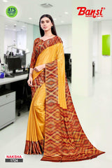 Bansi Uniform Naksha Turkey Fancy Print Saree with Border – Office & Staff Uniform Wholesale-M.R. Saree Emporium