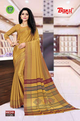 Bansi Uniform Naksha Turkey Fancy Print Saree with Border – Office & Staff Uniform Wholesale-M.R. Saree Emporium