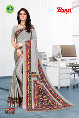 Bansi Uniform Naksha Turkey Fancy Print Saree with Border – Office & Staff Uniform Wholesale-M.R. Saree Emporium