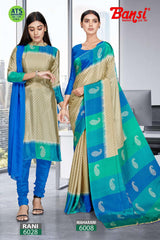 Bansi Uniform Maharani Turkey Saree & Rani Dress Material Set – Office & Staff Uniform Wholesale-M.R. Saree Emporium