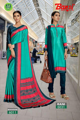 Bansi Uniform Maharani Turkey Saree & Rani Dress Material Set – Office & Staff Uniform Wholesale-M.R. Saree Emporium