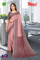 Bansi Saree Red Box Send Crepe Fancy Print with Border Uniform Saree Wholesale by M.R. Saree Emporium