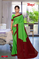 Bansi Uniform Sarita Reniyal Solid Saree with Border – Office & Staff Uniform Wholesale-M.R. Saree Emporium