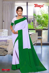 Bansi Uniform Sarita Reniyal Solid Saree with Border – Office & Staff Uniform Wholesale-M.R. Saree Emporium