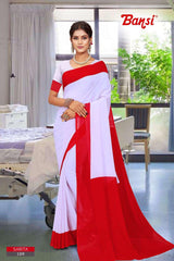 Bansi Uniform Sarita Reniyal Solid Saree with Border – Office & Staff Uniform Wholesale-M.R. Saree Emporium