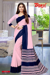 Bansi Uniform Sarita Reniyal Solid Saree with Border – Office & Staff Uniform Wholesale-M.R. Saree Emporium