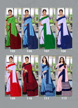 Bansi Uniform Sarita Reniyal Solid Saree with Border – Office & Staff Uniform Wholesale-M.R. Saree Emporium