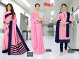 Satyam Kimaya Printed Saree, Shivam Kimaya Dyed Saree & Sundaram Suit Set Combo – Uniform & Daily Wear Collection-Wholesale by M.R. Saree Emporium