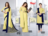 Satyam Kimaya Printed Saree, Shivam Kimaya Dyed Saree & Sundaram Suit Set Combo – Uniform & Daily Wear Collection-Wholesale by M.R. Saree Emporium