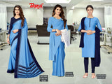 Satyam Kimaya Printed Saree, Shivam Kimaya Dyed Saree & Sundaram Suit Set Combo – Uniform & Daily Wear Collection-Wholesale by M.R. Saree Emporium