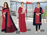Satyam Kimaya Printed Saree, Shivam Kimaya Dyed Saree & Sundaram Suit Set Combo – Uniform & Daily Wear Collection-Wholesale by M.R. Saree Emporium