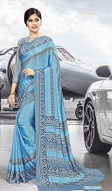 Bansi Uniform Silk Touch Crepe Fancy Print Saree with Printed Border – Office & Staff Uniform Wholesale-M.R. Saree Emporium