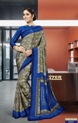 Bansi Uniform Silk Touch Crepe Fancy Print Saree with Printed Border – Office & Staff Uniform Wholesale-M.R. Saree Emporium