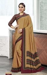 Bansi Uniform Silk Touch Crepe Fancy Print Saree with Printed Border – Office & Staff Uniform Wholesale-M.R. Saree Emporium