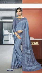 Bansi Uniform Silk Touch Crepe Fancy Print Saree with Printed Border – Office & Staff Uniform Wholesale-M.R. Saree Emporium