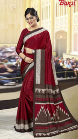 Bansi Uniform Silk Touch Crepe Fancy Print Saree with Printed Border – Office & Staff Uniform Wholesale-M.R. Saree Emporium