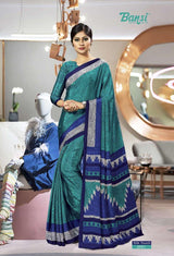 Bansi Uniform Silk Touch Crepe Fancy Print Saree with Printed Border – Office & Staff Uniform Wholesale-M.R. Saree Emporium
