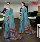 Bansi Uniform Silk Touch Crepe Fancy Print Saree with Printed Border – Office & Staff Uniform Wholesale-M.R. Saree Emporium