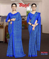 Bansi Uniform Silk Touch Crepe Fancy Print Saree with Printed Border – Office & Staff Uniform Wholesale-M.R. Saree Emporium