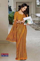 Bansi Uniform Silk Touch Crepe Fancy Print Saree with Printed Border – Office & Staff Uniform Wholesale-M.R. Saree Emporium