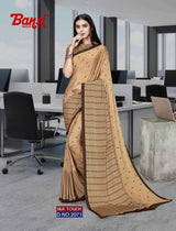 Bansi Uniform Silk Touch Crepe Fancy Print Saree with Printed Border – Office & Staff Uniform Wholesale-M.R. Saree Emporium