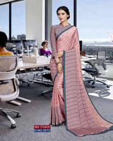 Bansi Uniform Silk Touch Crepe Fancy Print Saree with Printed Border – Office & Staff Uniform Wholesale-M.R. Saree Emporium